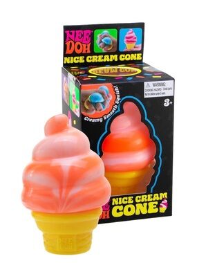 NWT NeeDoh Nice Ice Cream Cone Orange Squishy Fidget Toy New In Box